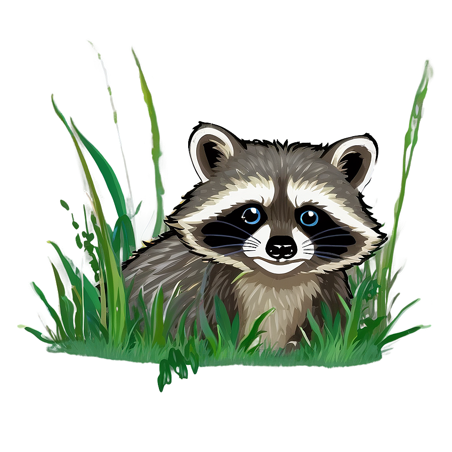 Raccoon In Grass Png Ruu PNG Image