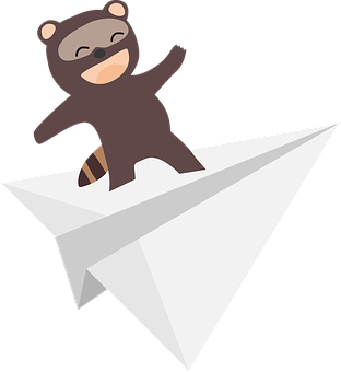 Raccoon Riding Paper Plane PNG Image