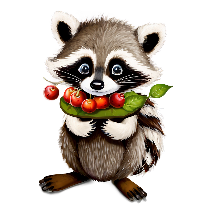 Raccoon With Berries Png 39 PNG Image