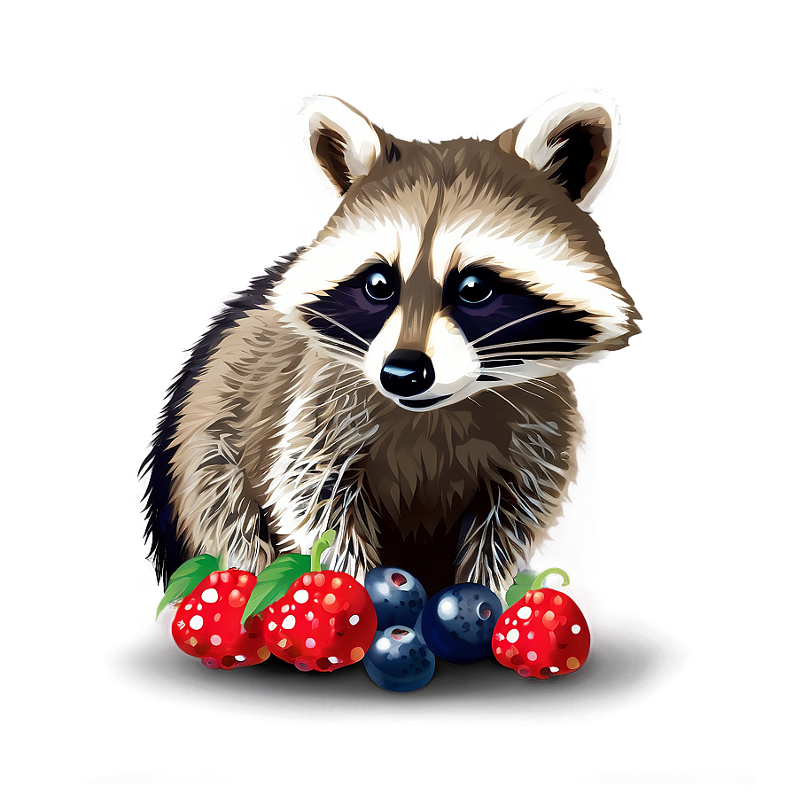 Raccoon With Berries Png Cam PNG Image