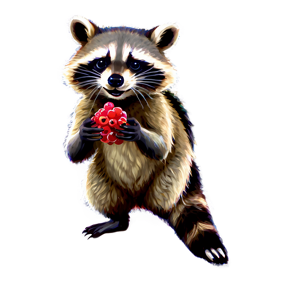 Raccoon With Berries Png Urm85 PNG Image