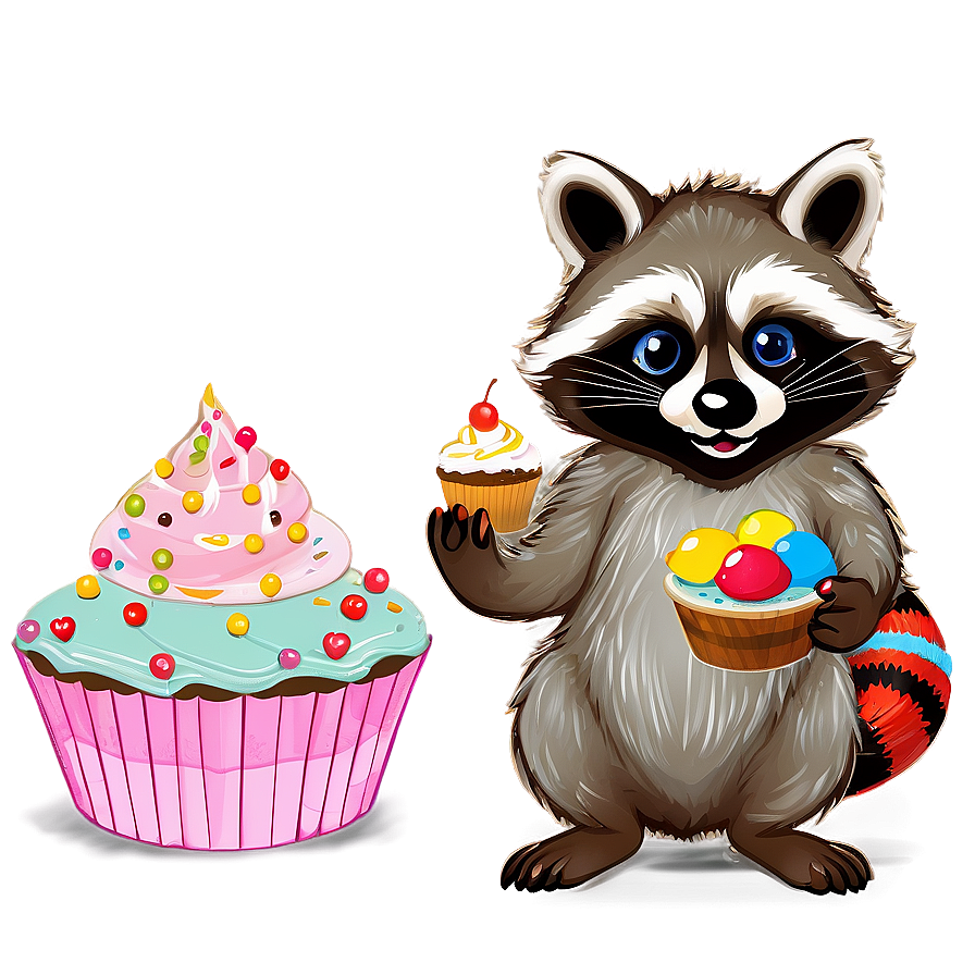 Raccoon With Cupcake Png 05242024 PNG Image