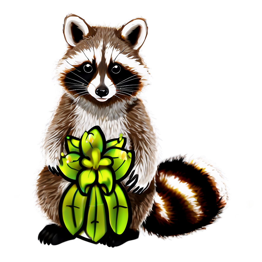 Raccoon With Flowers Png Dhs PNG Image