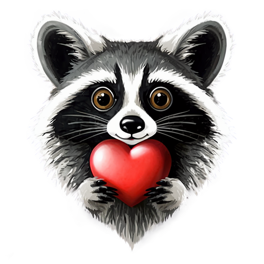 Raccoon With Heart Png Fun PNG Image