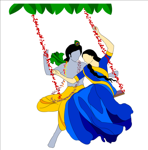 Radha Krishna Swing Idyllic Love PNG Image