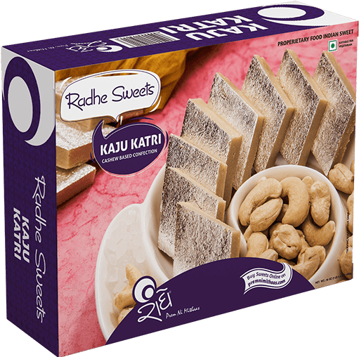 Radhe Sweets Kaju Katli Box PNG Image