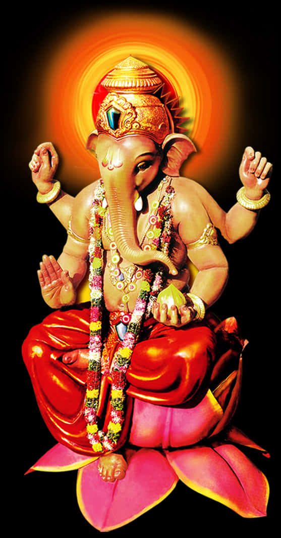 Radiant Lord Ganesh Artwork PNG Image