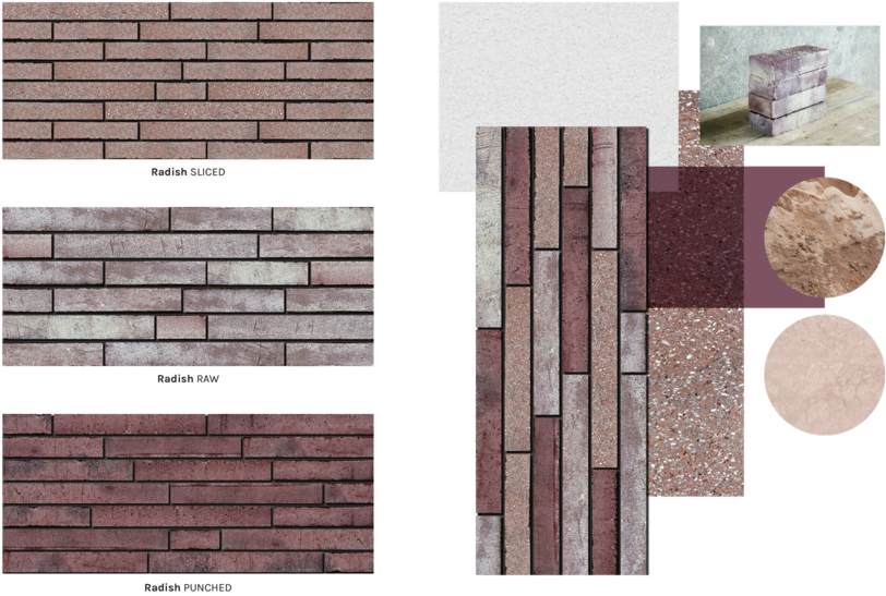 Radish Texture Brick Wall Collage PNG Image