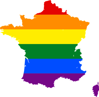 Rainbow Colored France Outline PNG Image