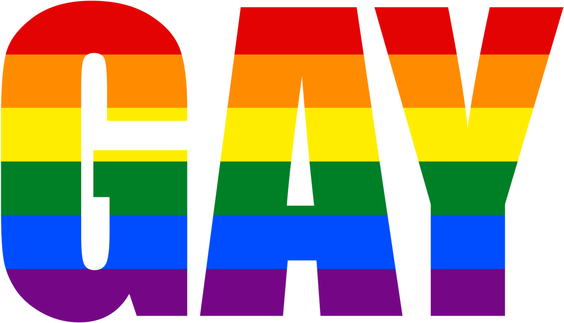 Rainbow Colored Gay Text PNG Image