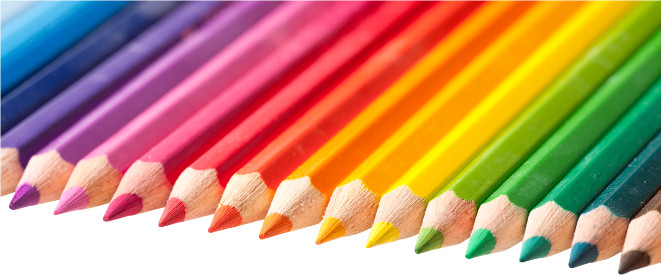 Rainbow Colored Pencils Array PNG Image