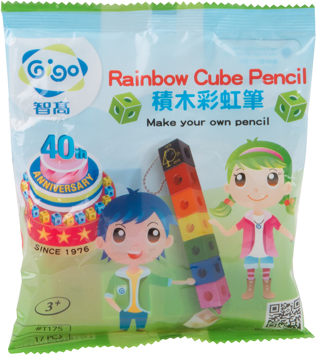 Rainbow Cube Pencil Packaging PNG Image