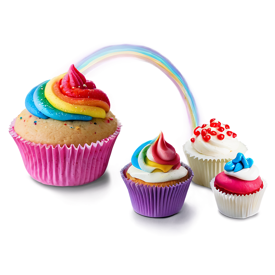 Rainbow Cupcake Png Wbw PNG Image