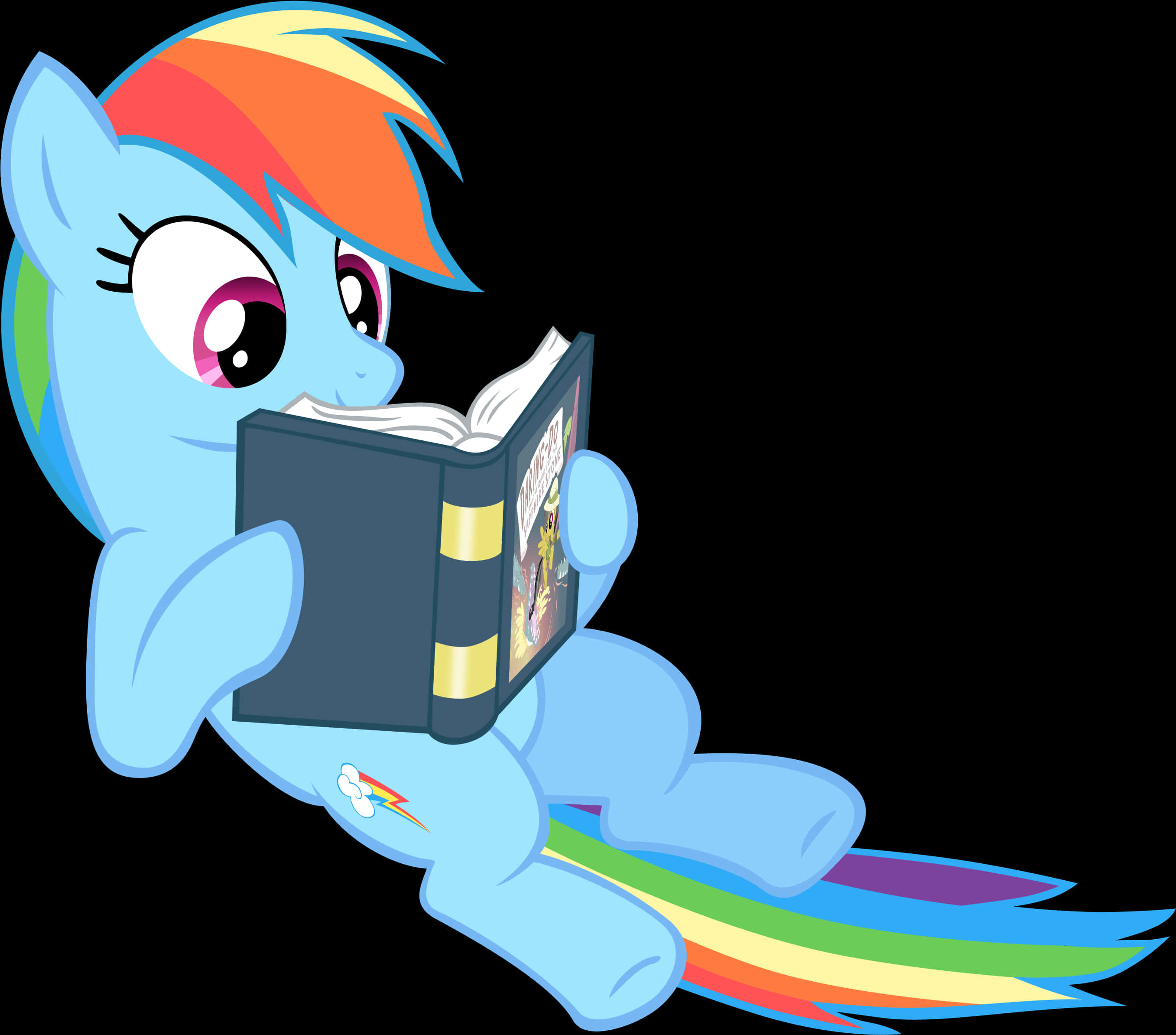 Rainbow Dash Reading Book PNG Image