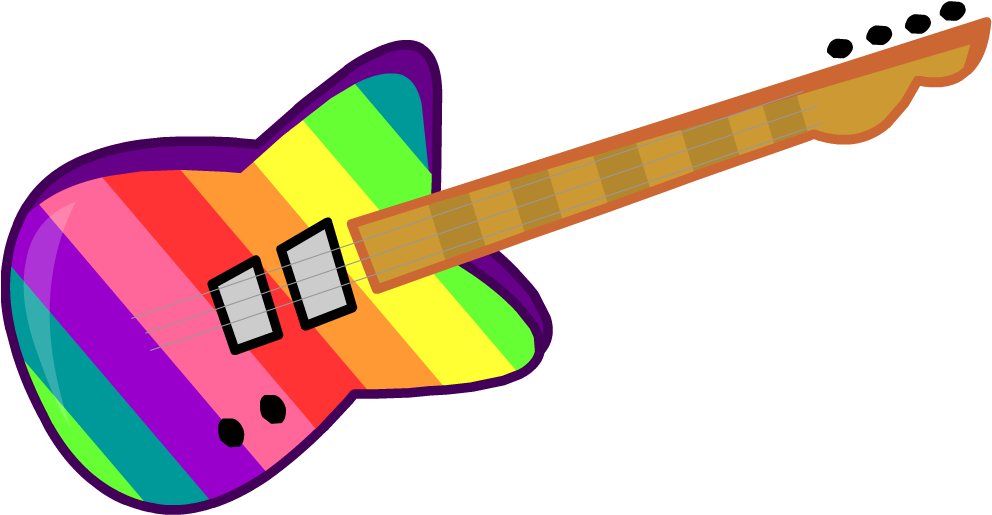 Rainbow Electric Guitar Illustration PNG Image