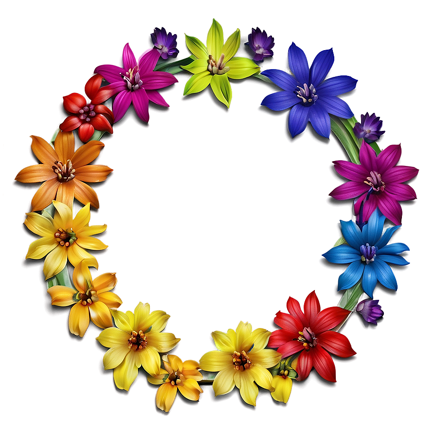 Rainbow Flower Frame Png 64 PNG Image