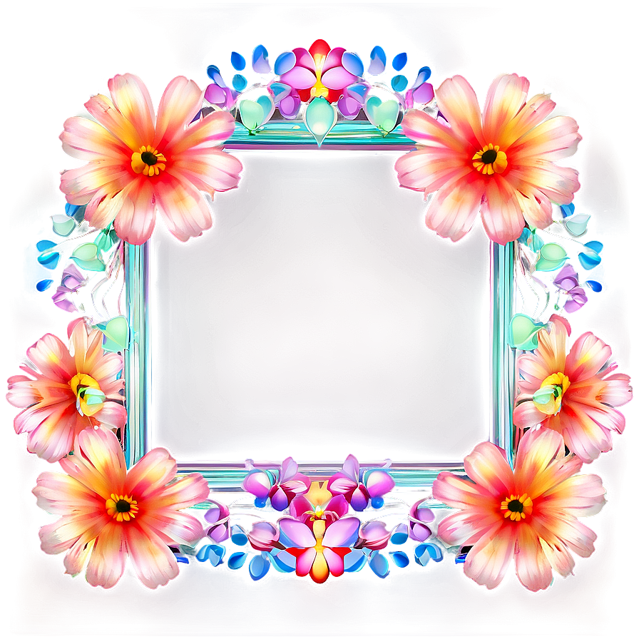 Rainbow Flower Frame Png Fcq44 PNG Image