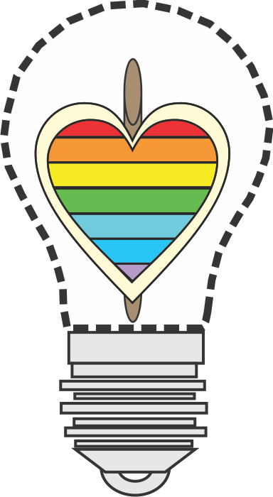 Rainbow Heart Lightbulb Illustration PNG Image