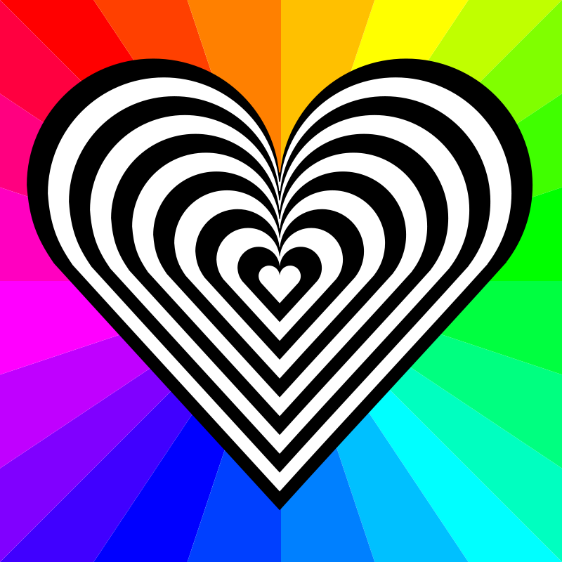 Rainbow Heart Optical Illusion PNG Image