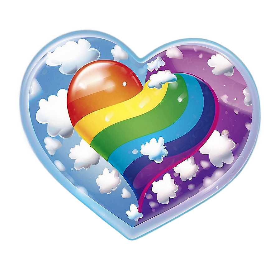 Rainbow Heart With Clouds Png Uhx PNG Image