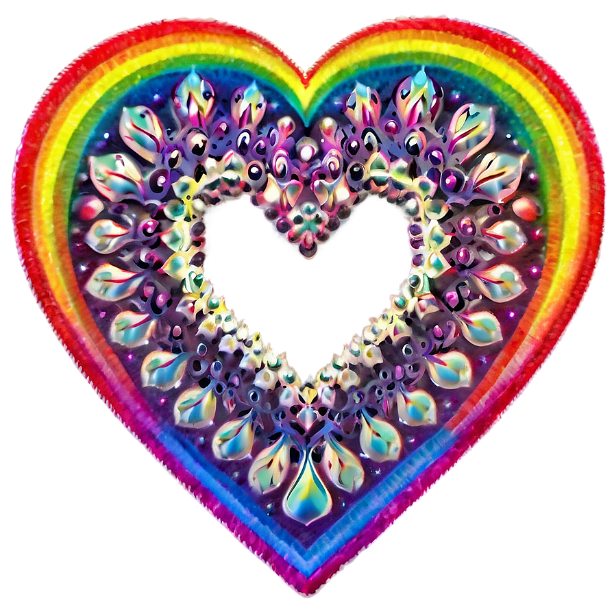 Rainbow Hippie Heart Png 06202024 PNG Image