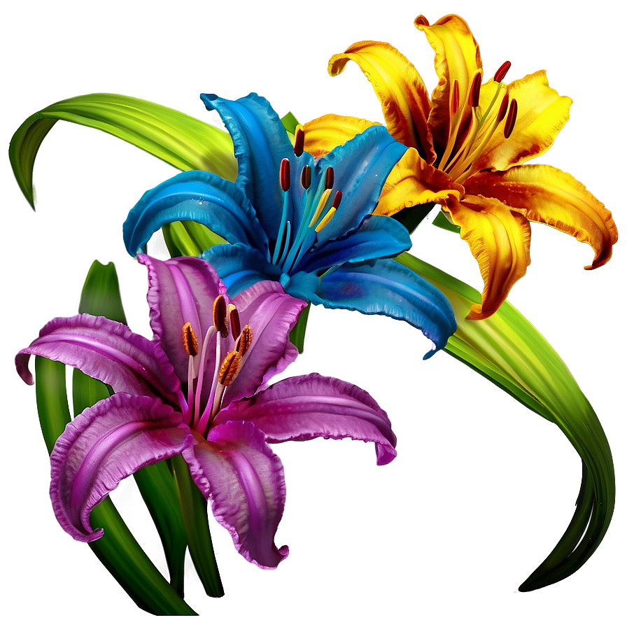 Rainbow Lilies Fantasy Png 06282024 PNG Image