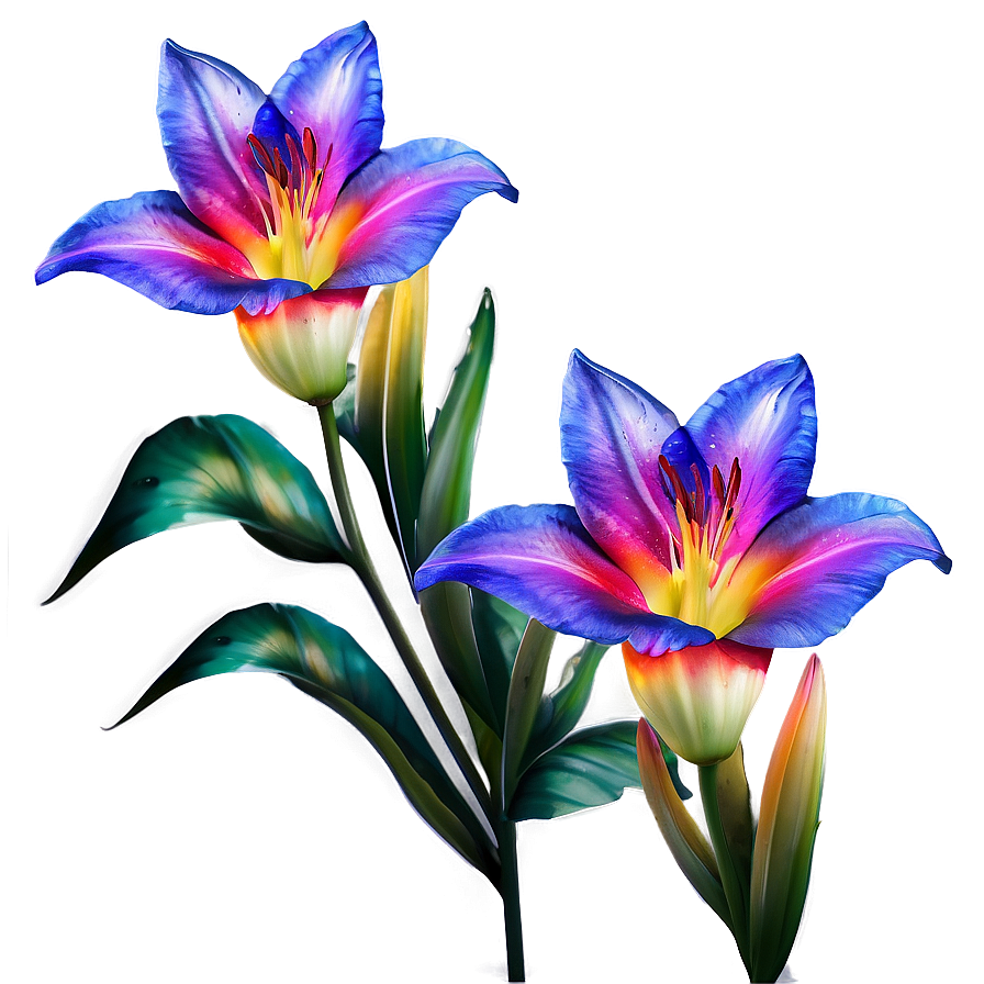 Rainbow Lilies Fantasy Png Lsb45 PNG Image