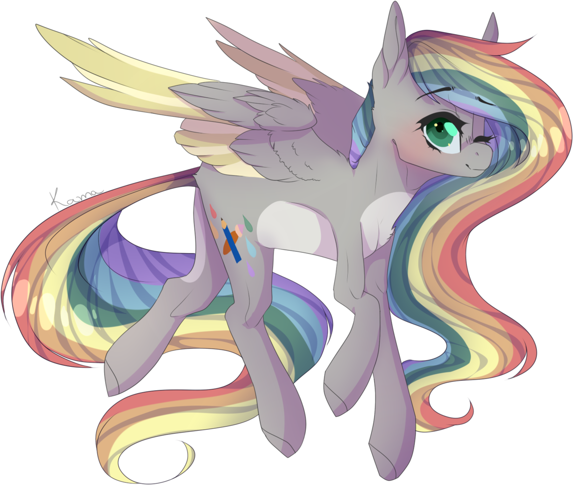 Rainbow Maned Pegasus Cartoon PNG Image