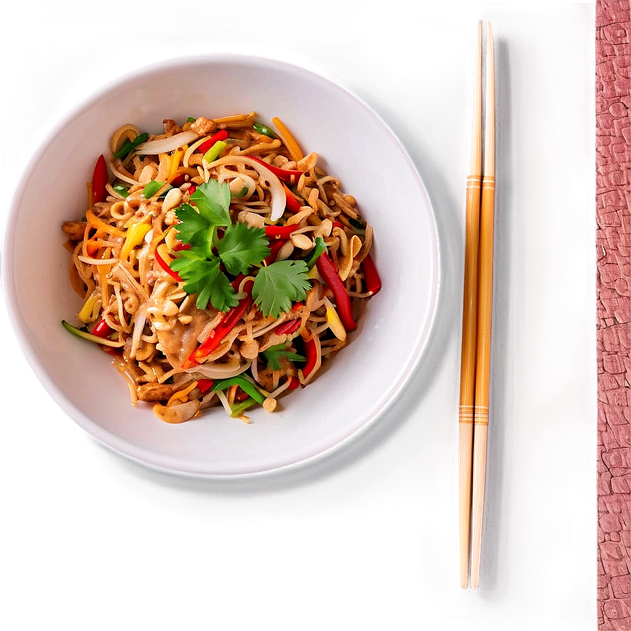 Rainbow Pad Thai With Peppers Png Vaa PNG Image