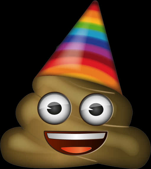 Rainbow Party Hat Poop Emoji PNG Image