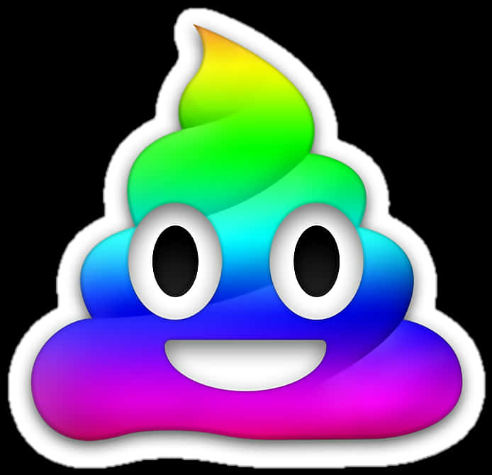 Rainbow Poop Emoji Graphic PNG Image