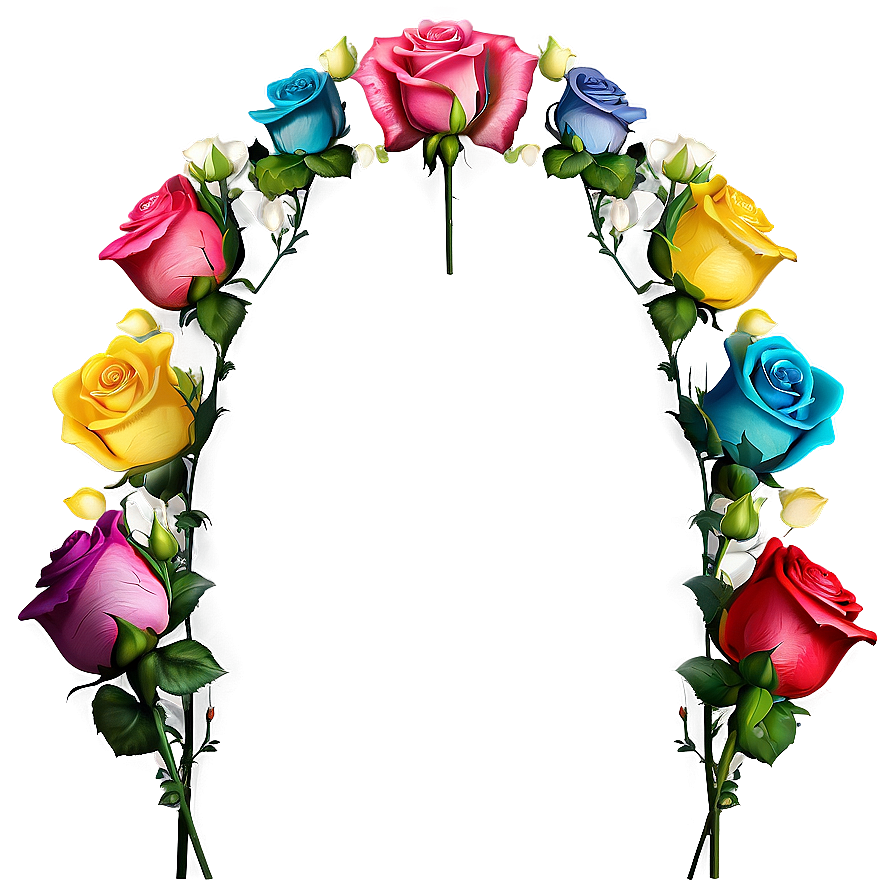 Rainbow Roses Celebration Png Klm PNG Image