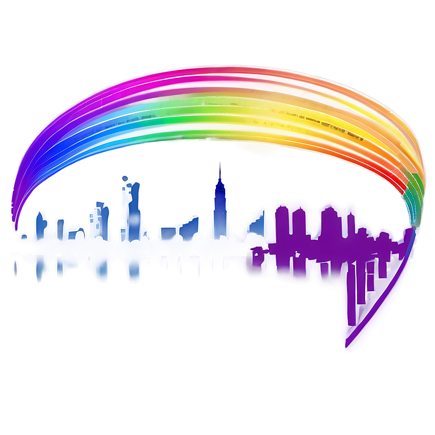 Rainbow Skyline Silhouette Png Wpj PNG Image