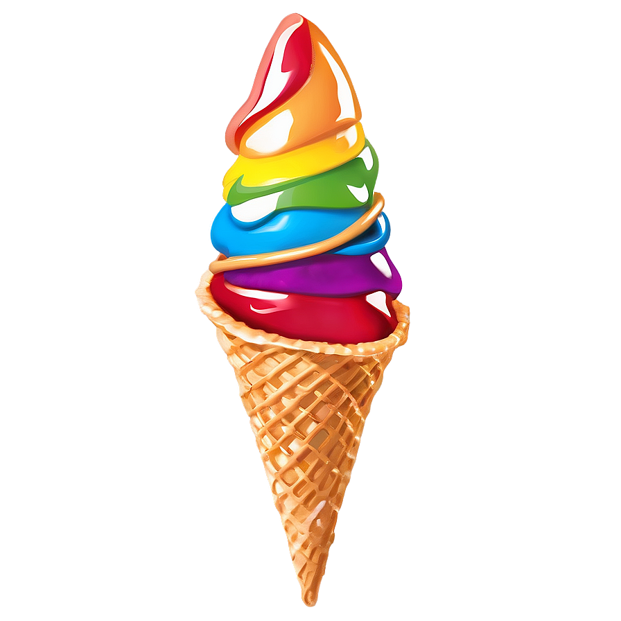 Rainbow Waffle Cone Png Kag57 PNG Image