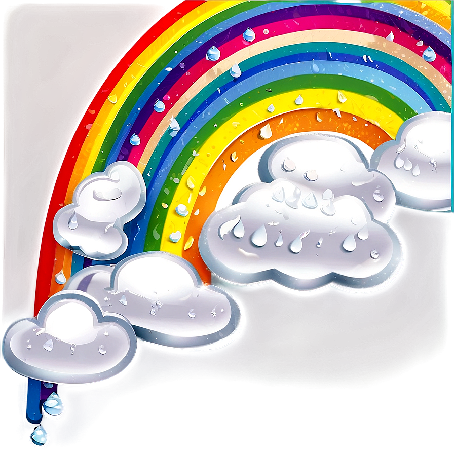 Rainbow With Clouds And Raindrops Png 06282024 PNG Image