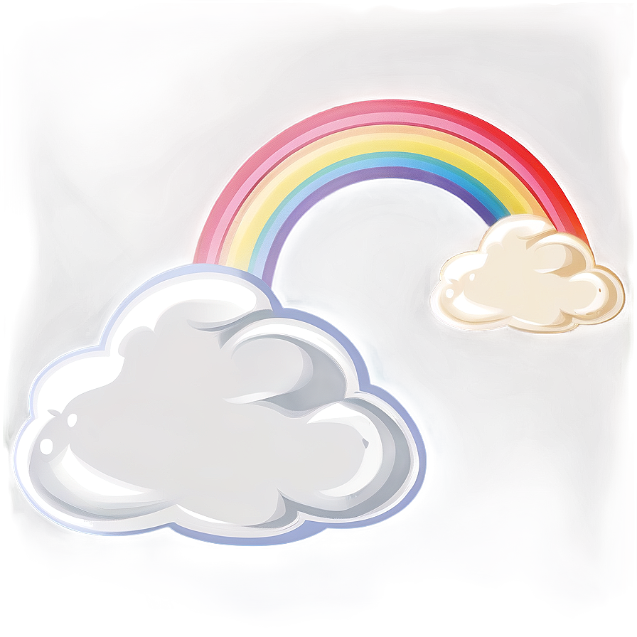 Rainbow With Clouds Animation Style Png 68 PNG Image