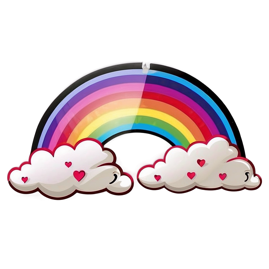 Rainbow With Clouds Design Png Adk PNG Image