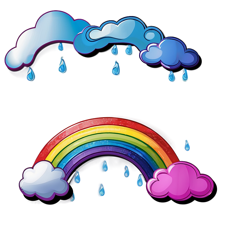 Rainbow With Clouds Drawing Png 38 PNG Image