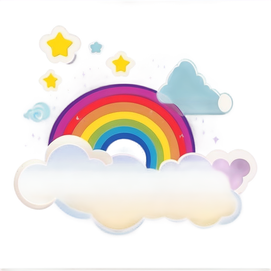 Rainbow With Clouds Vector Art Png Ahp61 PNG Image