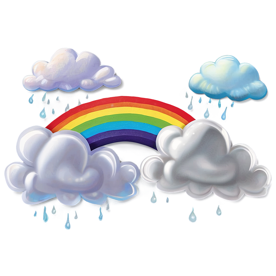 Rainbow With Puffy Clouds Png Iyj10 PNG Image