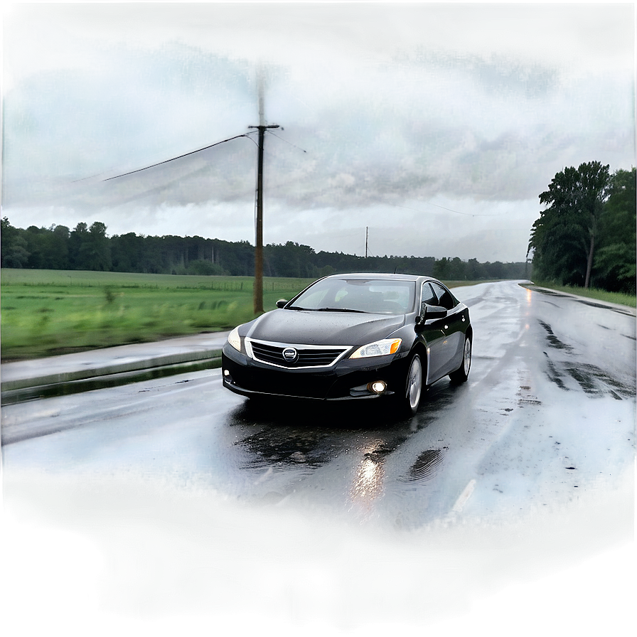 Rainy Day Driving Scene Png 4 PNG Image