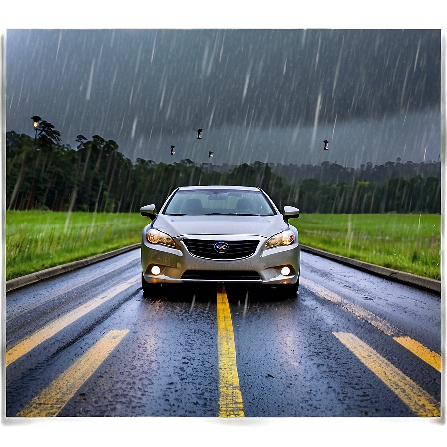 Rainy Day Driving Scene Png Xuc46 PNG Image