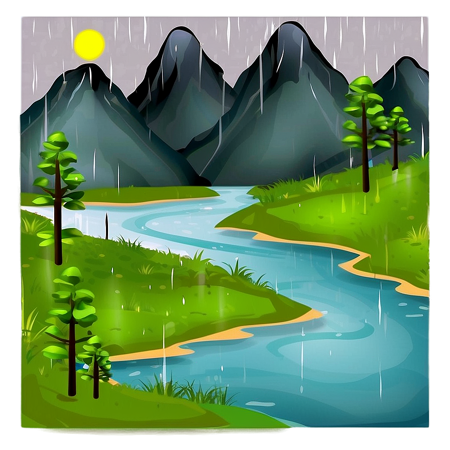 Rainy Mountain Scene Png Xcg88 PNG Image