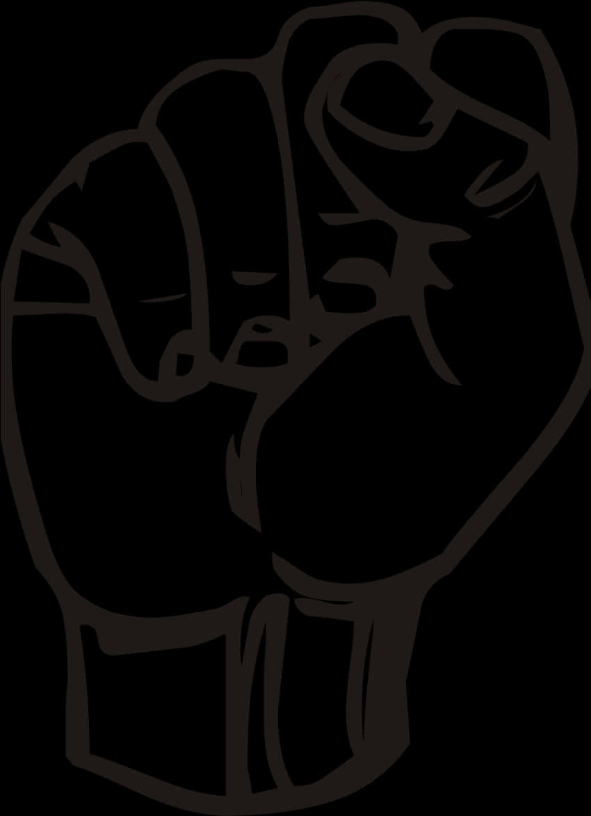 Raised Black Fist Silhouette PNG Image