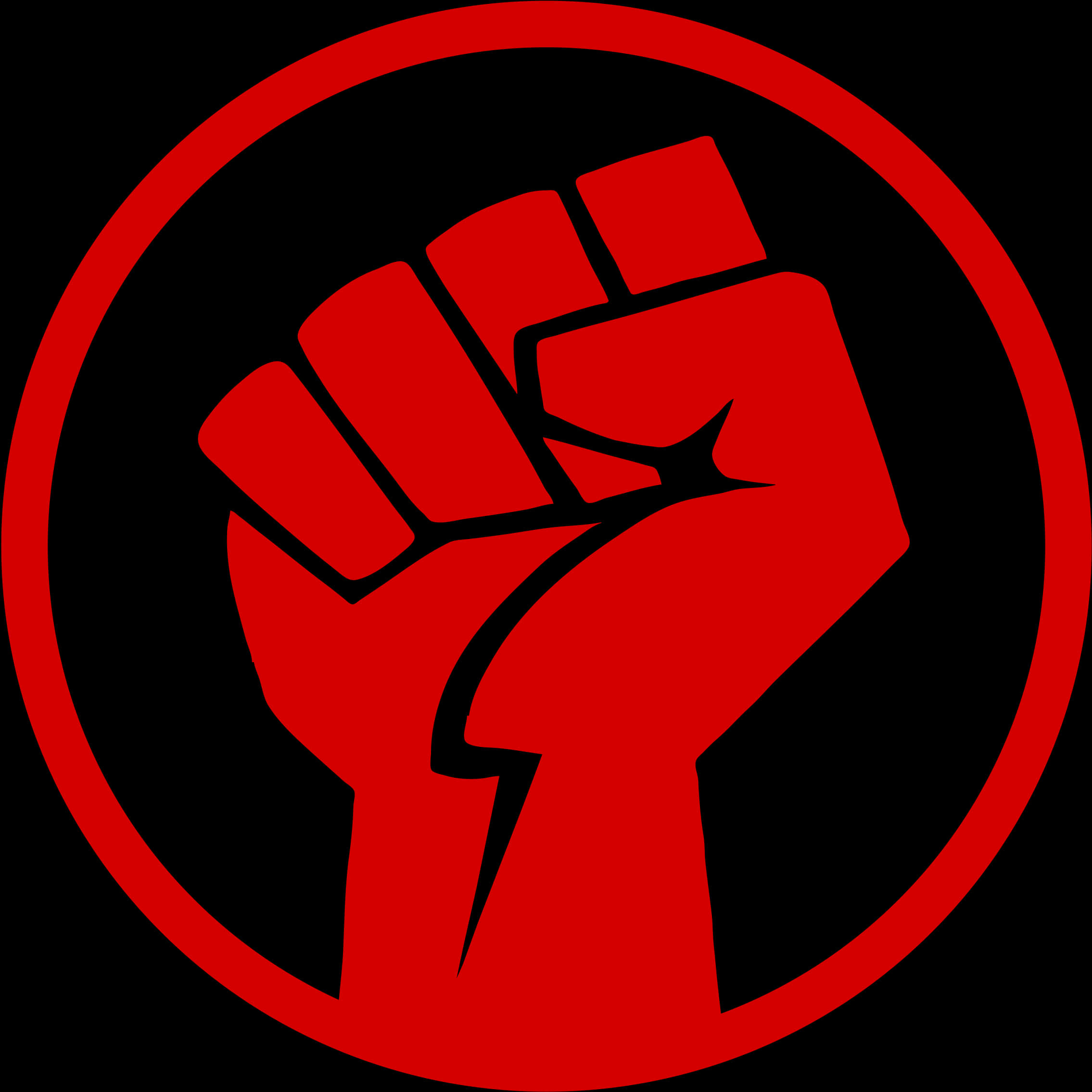 Raised Fist Icon Redand Black PNG Image