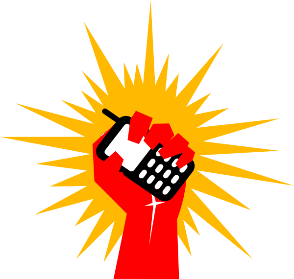 Raised Fist With Phone Revolution Symbol PNG Image