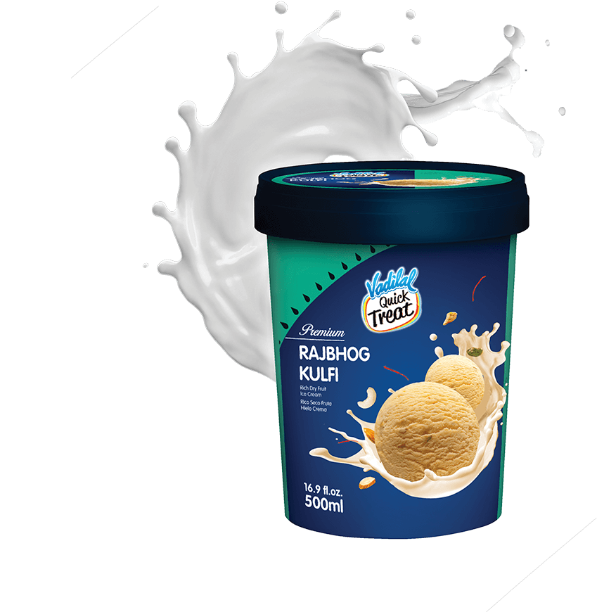 Rajbhog Kulfi Packaging Splash PNG Image