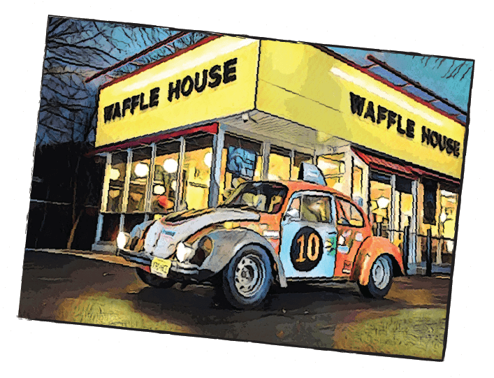 Rally Car Outside Waffle House PNG Image