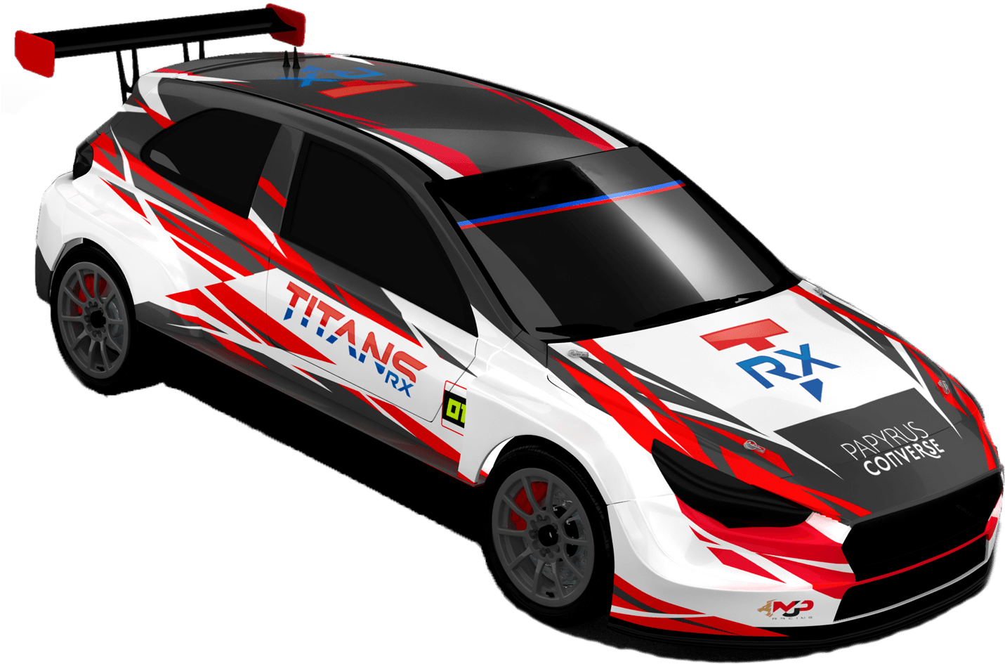 Rallycross Car Redand White Design PNG Image