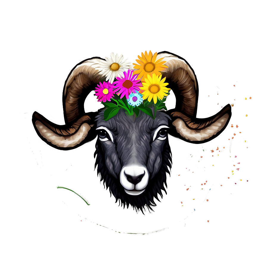 Ram Head In Wildflowers Png Cbi39 PNG Image